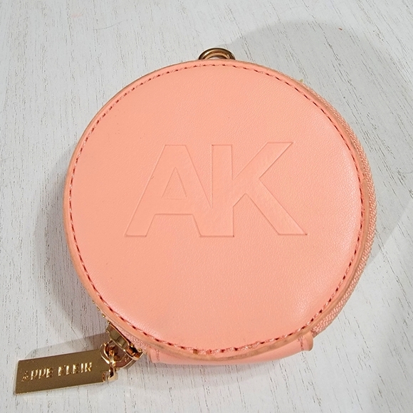 Anne Klein Handbags - Anne Klein Peach Monogram Round Change Coin Purse Pouch